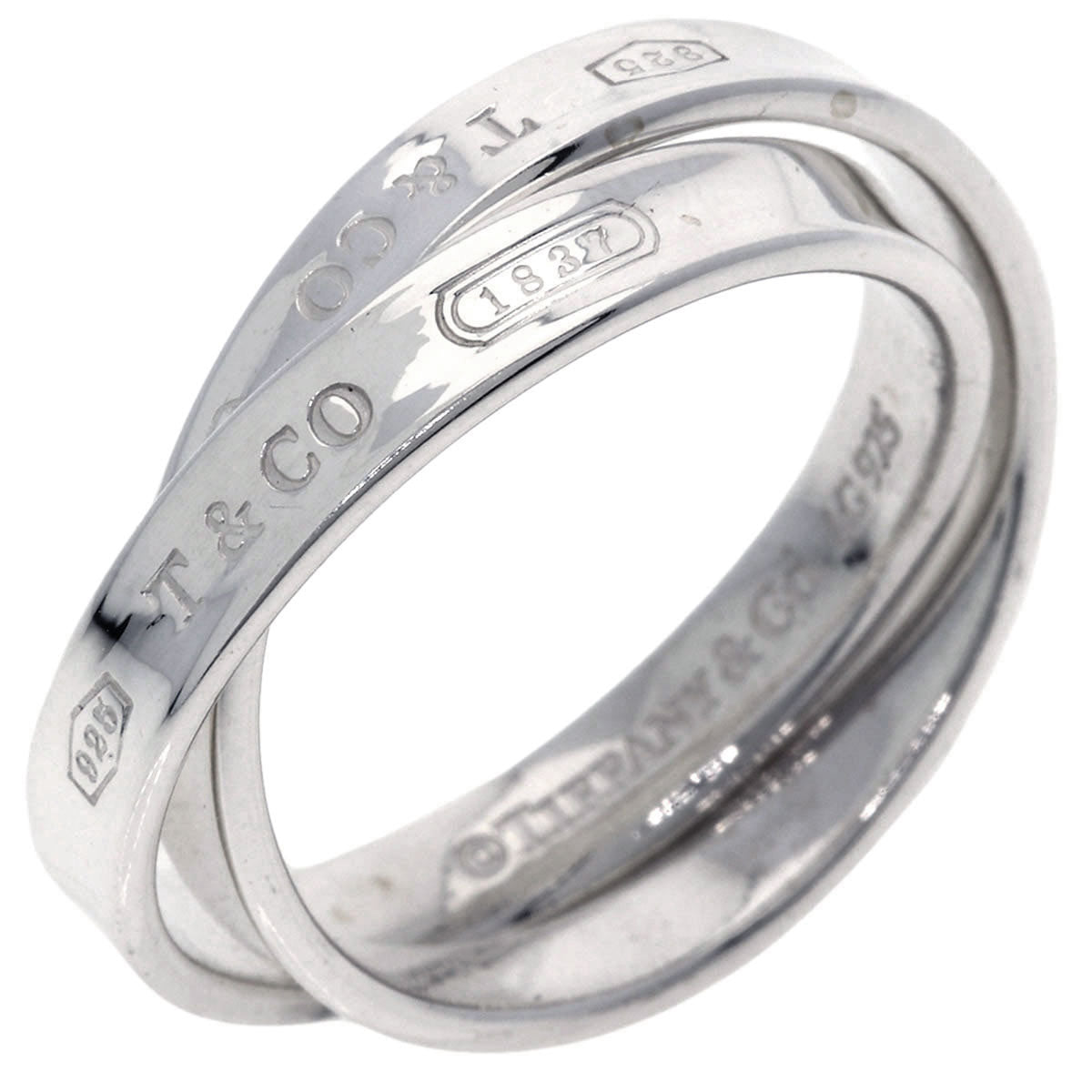Tiffany&Co. Ring Sv Silver 1837 Interlocking