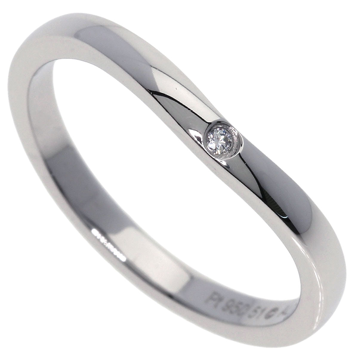 Cartier Ring Pt950 Silver Ballerina Curve 3P Diamond #51