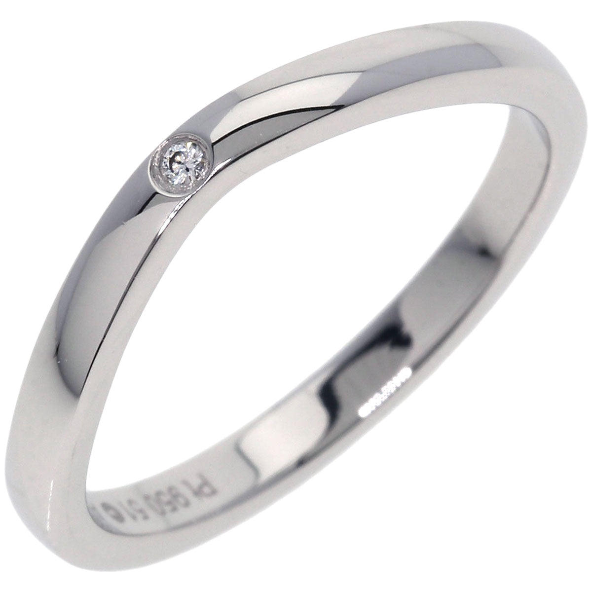 Cartier Ring Pt950 Silver Ballerina Curve 3P Diamond #51
