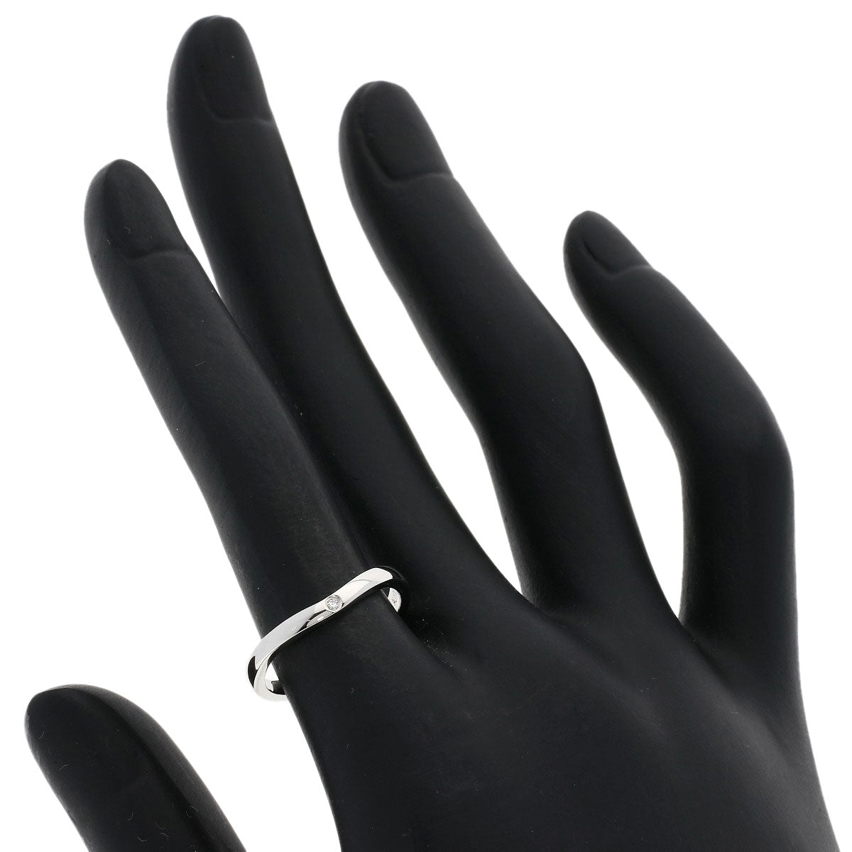 Cartier Ring Pt950 Silver Ballerina Curve 3P Diamond #51