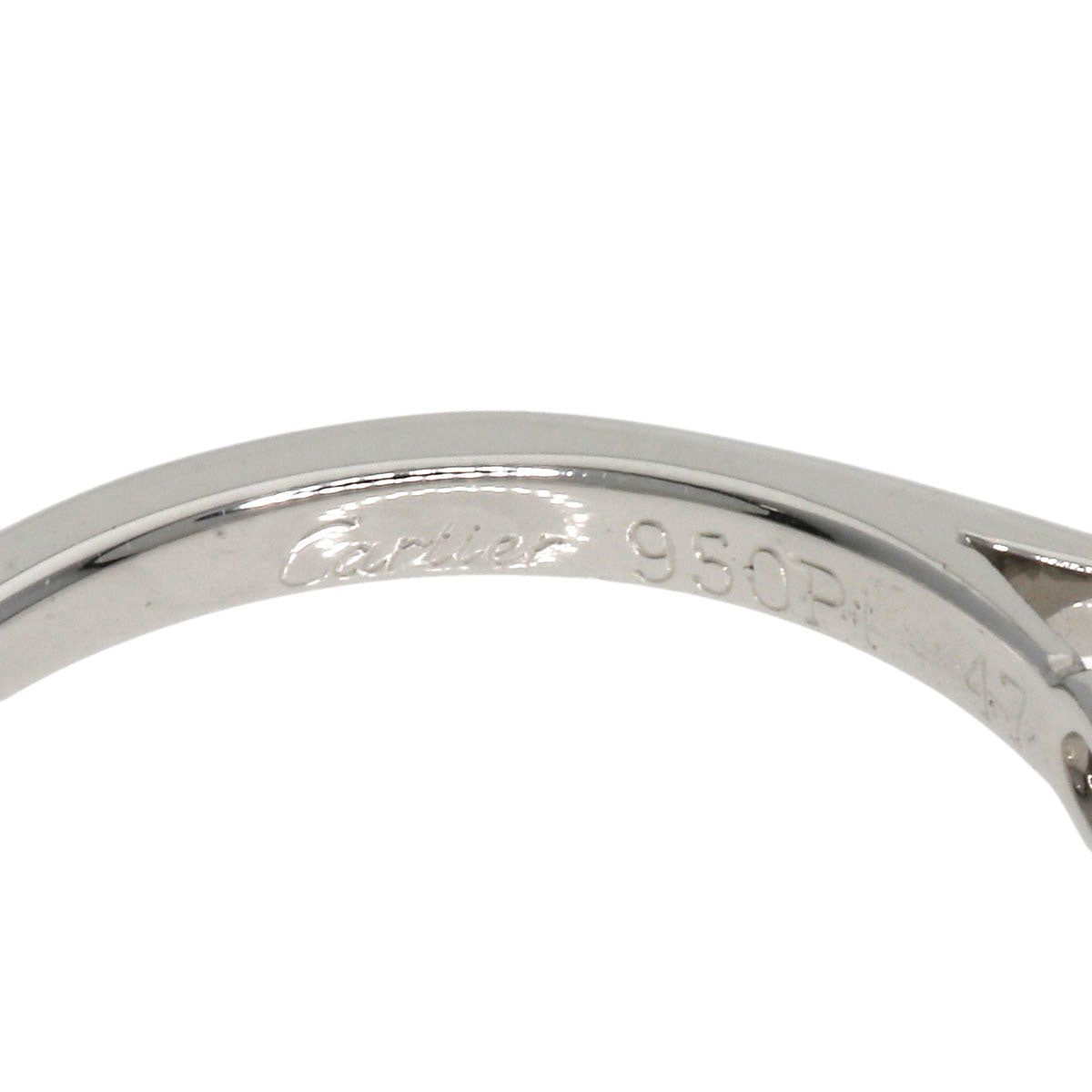 Cartier Ring Pt950 Silver Solitaire 1P Diamond #47