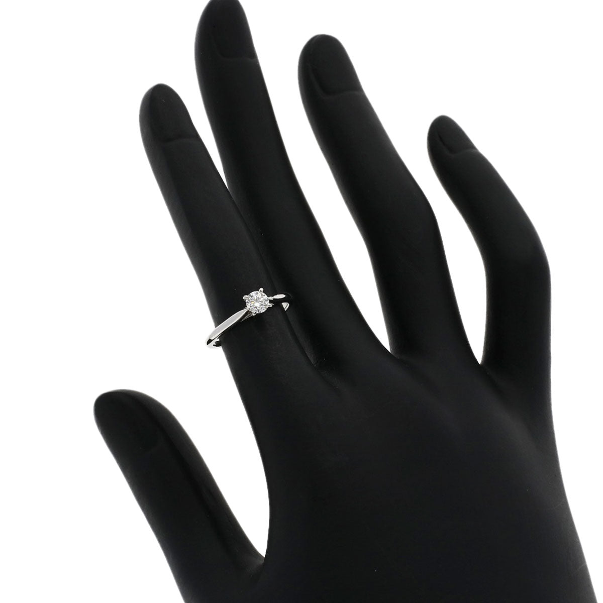 Cartier Ring Pt950 Silver Solitaire 1P Diamond #47