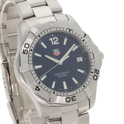 Tag Heuer Watches Quartz Waf1113 Stainless Steel , Stainless Steel Silver Aqua Racer Navy Dial Mens