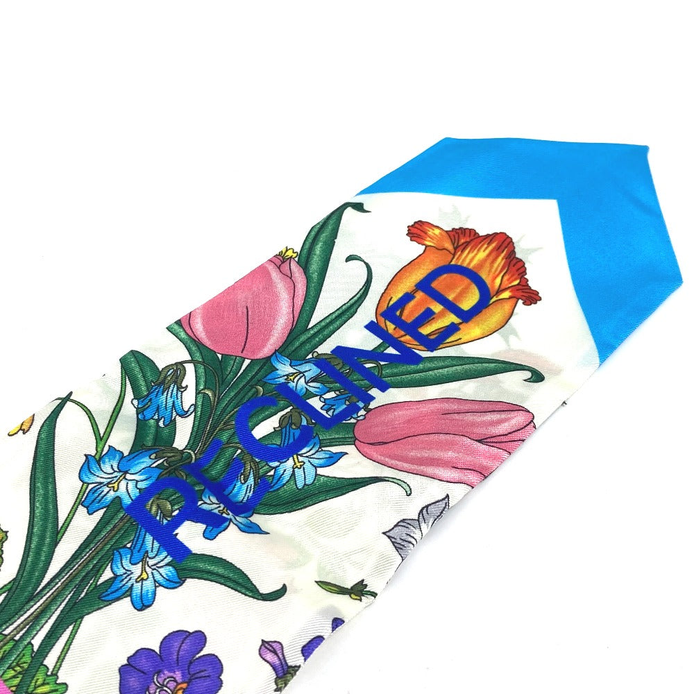Gucci Scarf 678992 Silk Multicolor 100Th Anniversary Flora Floral Pattern Neck Bow Women