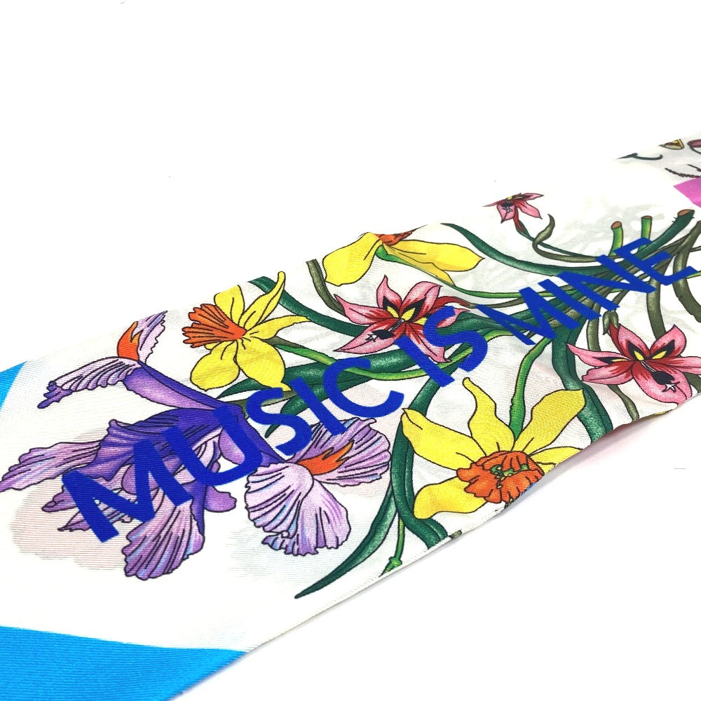 Gucci Scarf 678992 Silk Multicolor 100Th Anniversary Flora Floral Pattern Neck Bow Women