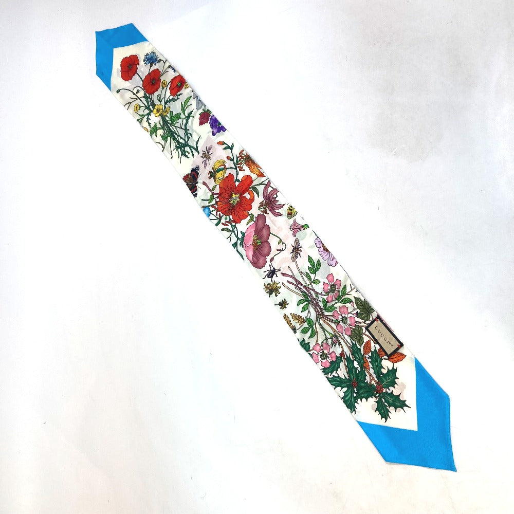 Gucci Scarf 678992 Silk Multicolor 100Th Anniversary Flora Floral Pattern Neck Bow Women