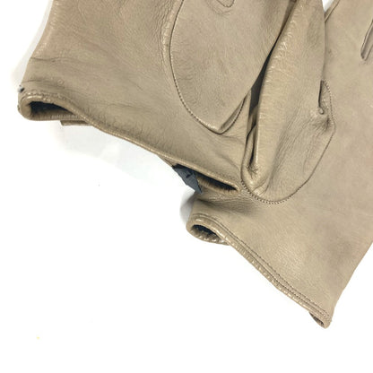 Gucci Gloves Leather Beige Ribbon Wood Bamboo Women 7