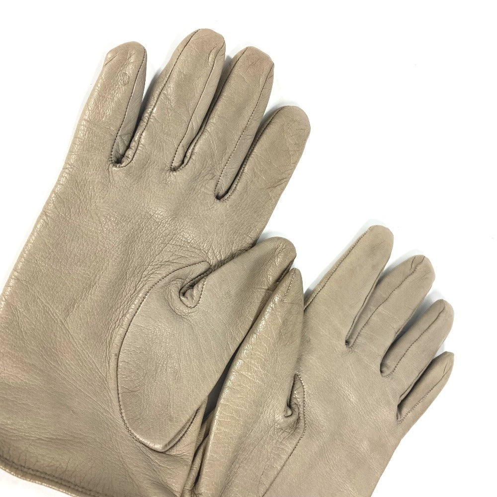 Gucci Gloves Leather Beige Ribbon Wood Bamboo Women 7