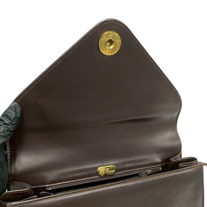 Gucci Shoulder Bag Leather Brown Gg Logo Metal Women