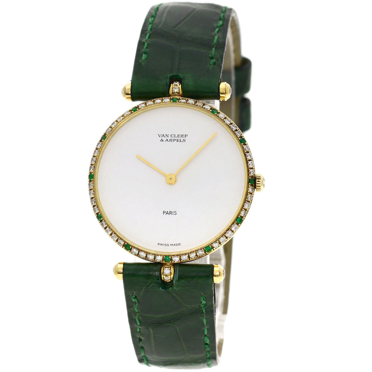 Van Cleef & Arpels Watches Quartz 18101B1 18K Yellow Gold Gold Pierre Emerald Diamond White Dial