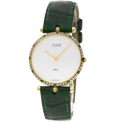 Van Cleef & Arpels Watches Quartz 18101B1 18K Yellow Gold Gold Pierre Emerald Diamond White Dial