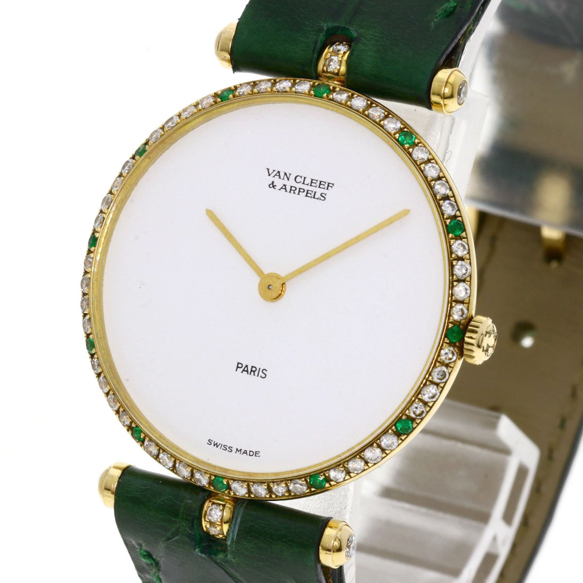 Van Cleef & Arpels Watches Quartz 18101B1 18K Yellow Gold Gold Pierre Emerald Diamond White Dial