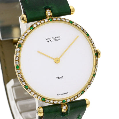 Van Cleef & Arpels Watches Quartz 18101B1 18K Yellow Gold Gold Pierre Emerald Diamond White Dial