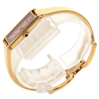 Gucci Watches Quartz 1500L Pgp , Pgp Gold Square Face Bangle 1P Diamond Gg Pink Shell Dial Women