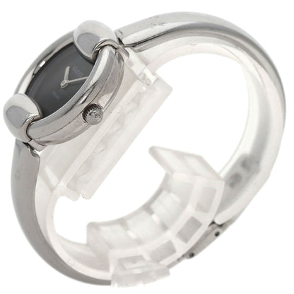 Gucci Watches Quartz 1400L Stainless Steel , Stainless Steel Silver Round Face Bangle Black Dial