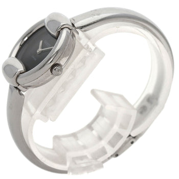 Gucci Watches Quartz 1400L Stainless Steel , Stainless Steel Silver Round Face Bangle Black Dial