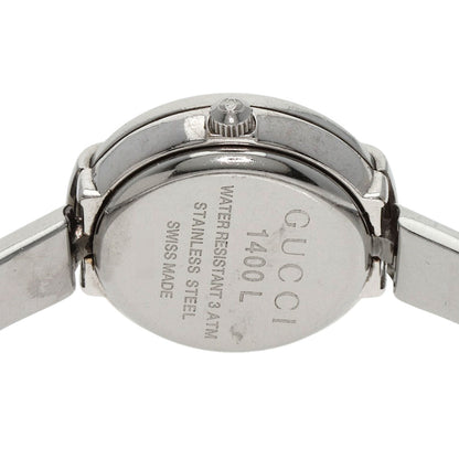 Gucci Watches Quartz 1400L Stainless Steel , Stainless Steel Silver Round Face Bangle Black Dial
