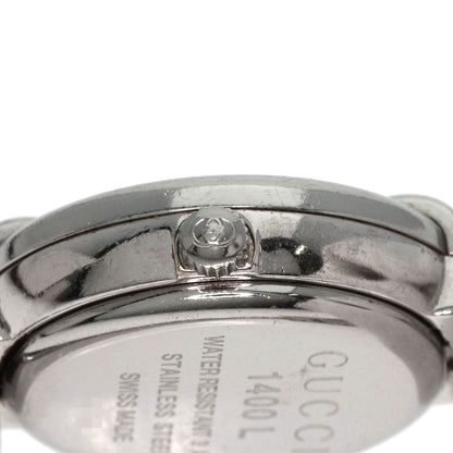 Gucci Watches Quartz 1400L Stainless Steel , Stainless Steel Silver Round Face Bangle Black Dial