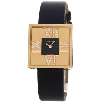 Tiffany&Co. Watches Quartz Z1950.10.30E10A40E K18Yg, Leather X Satin Gold Atlas Cocktail Diamond