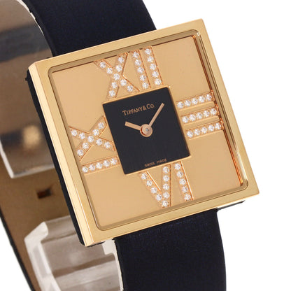 Tiffany&Co. Watches Quartz Z1950.10.30E10A40E K18Yg, Leather X Satin Gold Atlas Cocktail Diamond