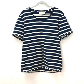Gucci Short Sleeve T-Shirt 574931 Cotton Navy Border Mens S