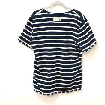 Gucci Short Sleeve T-Shirt 574931 Cotton Navy Border Mens S