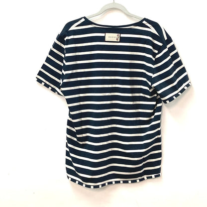 Gucci Short Sleeve T-Shirt 574931 Cotton Navy Border Mens S