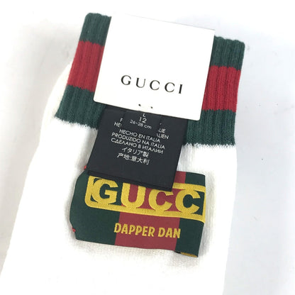 Gucci Socks 537821 Cotton, Nylon White Dapper Dan Collaboration Logo Sherry Line L 26-28Cm