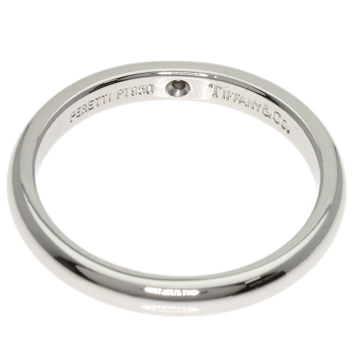 Tiffany&Co. Ring Pt950 Silver Stacking Band 1P Diamond