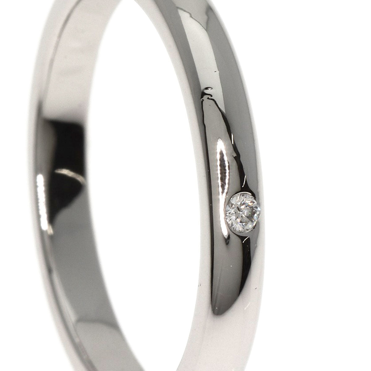 Tiffany&Co. Ring Pt950 Silver Stacking Band 1P Diamond
