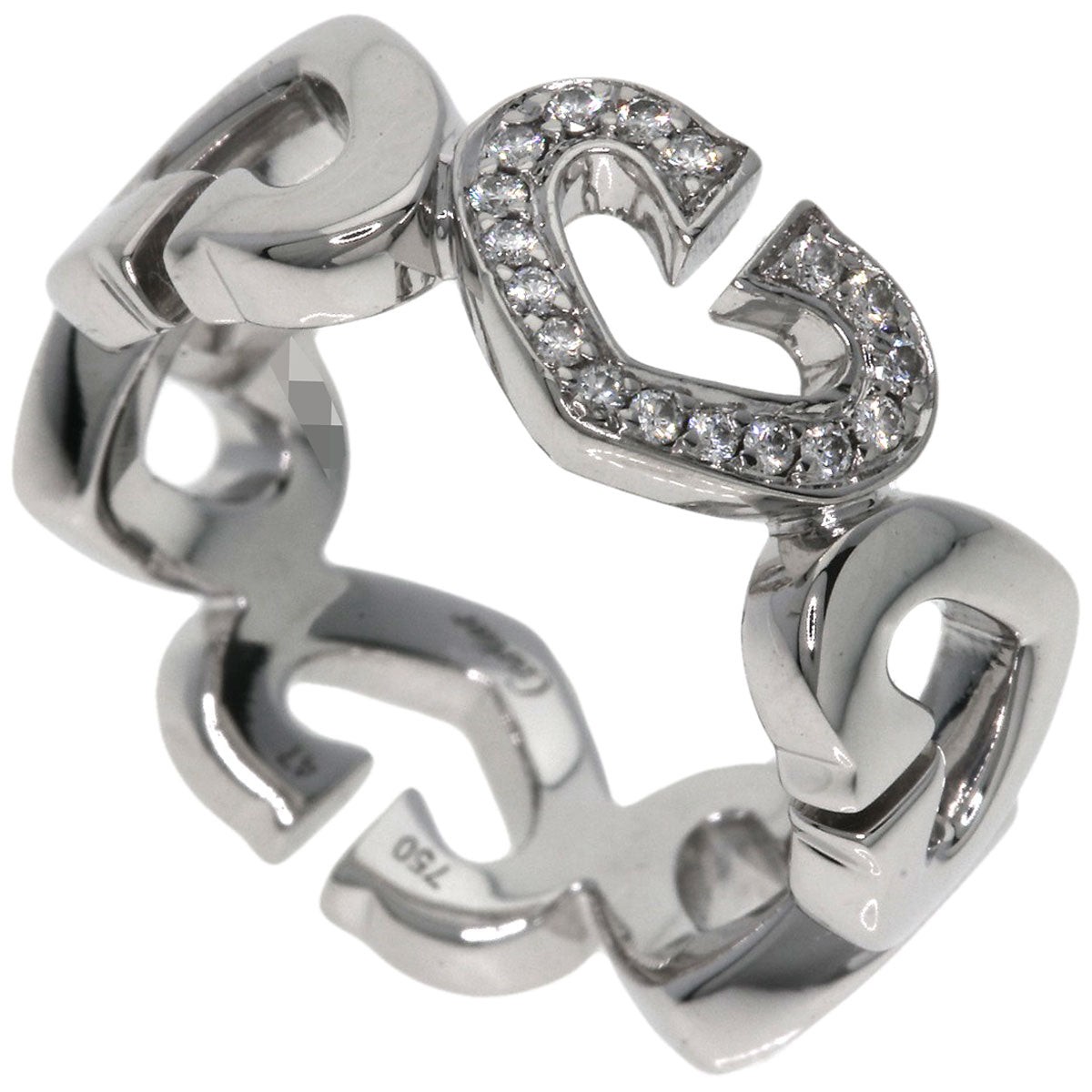 Cartier Ring K18Wg Silver C Heart Diamond #47