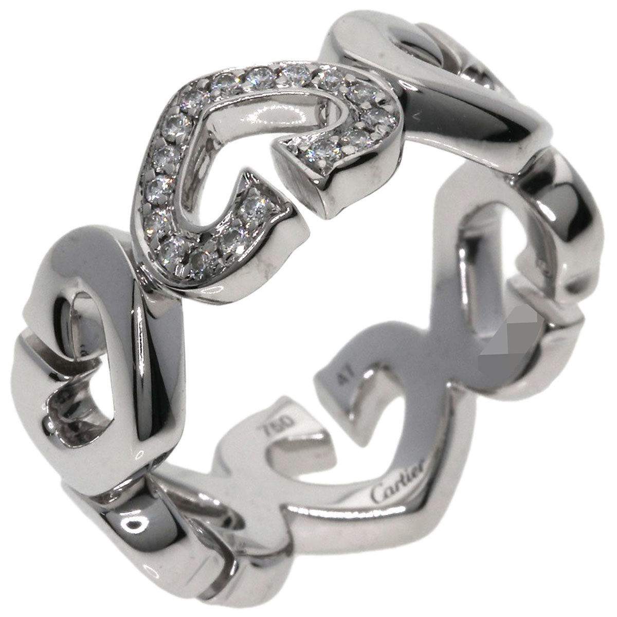 Cartier Ring K18Wg Silver C Heart Diamond #47