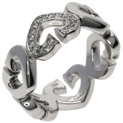 Cartier Ring K18Wg Silver C Heart Diamond #47