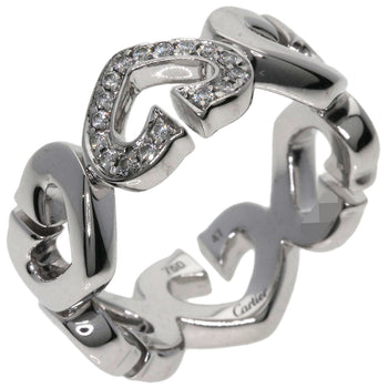 Cartier Ring K18Wg Silver C Heart Diamond #47
