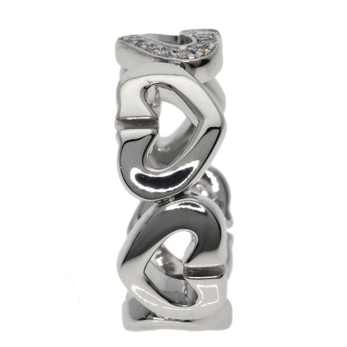 Cartier Ring K18Wg Silver C Heart Diamond #47