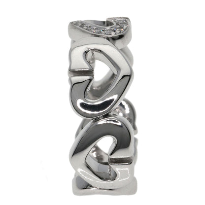 Cartier Ring K18Wg Silver C Heart Diamond #47