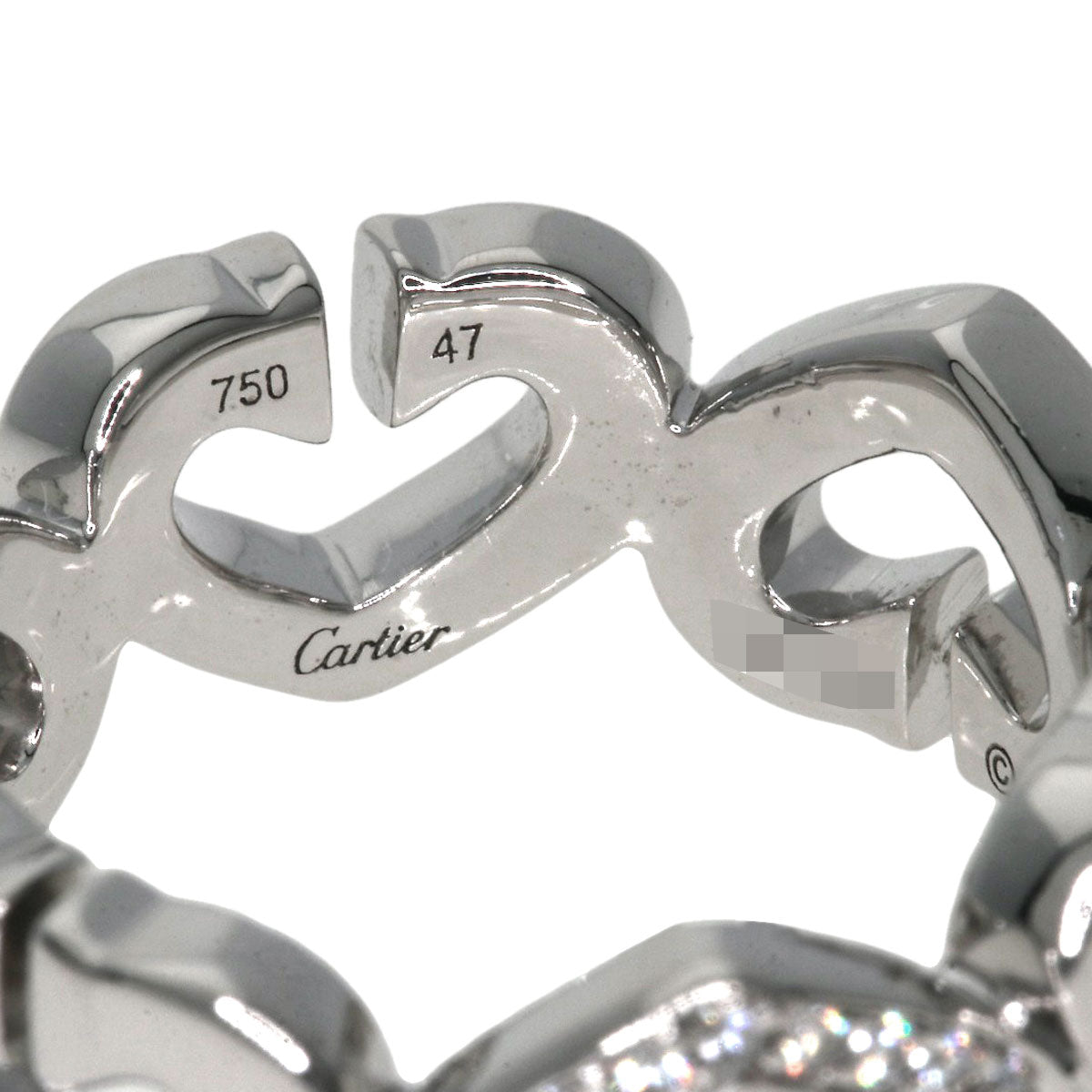 Cartier Ring K18Wg Silver C Heart Diamond #47