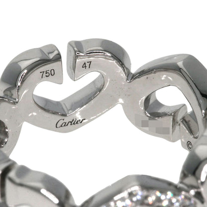 Cartier Ring K18Wg Silver C Heart Diamond #47