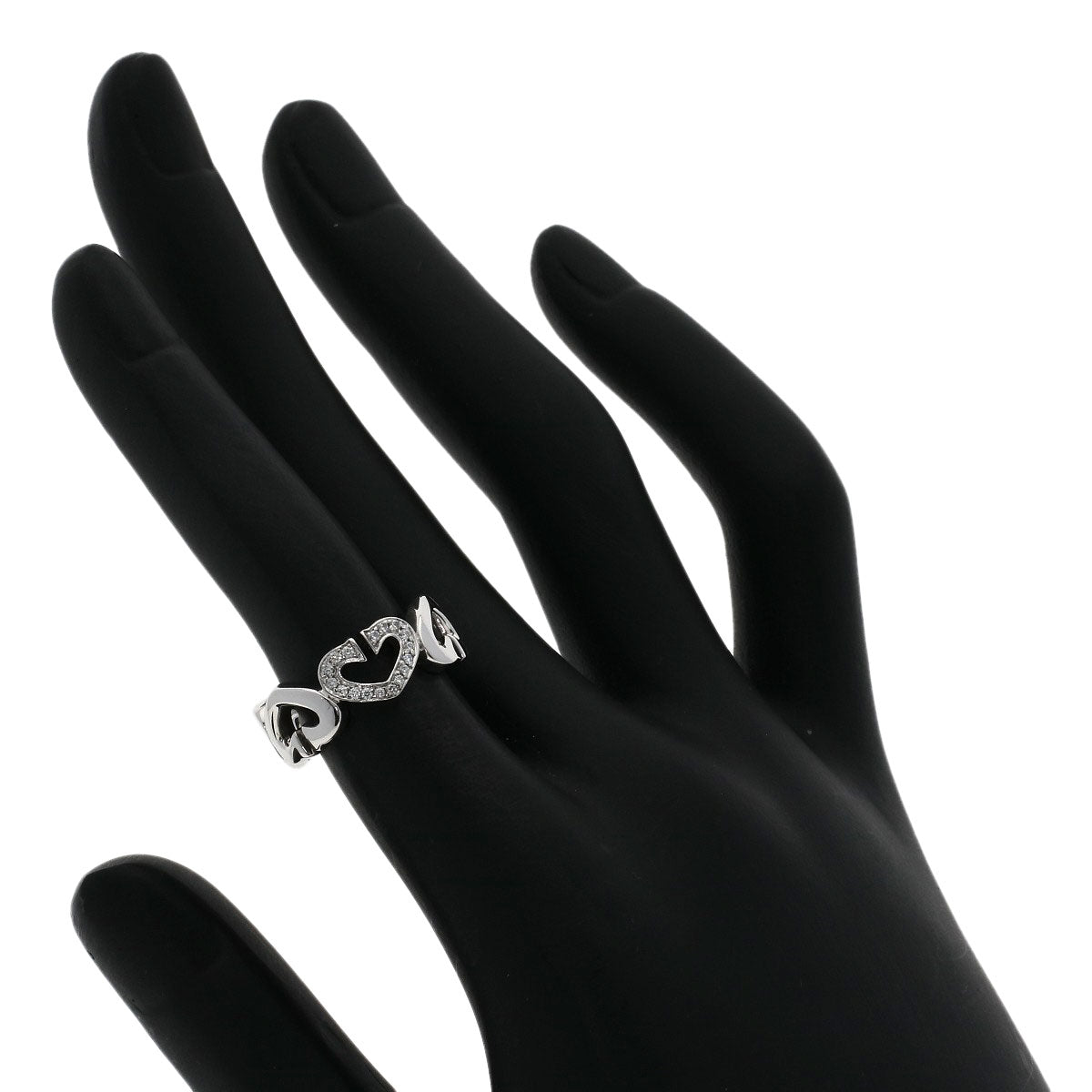 Cartier Ring K18Wg Silver C Heart Diamond #47