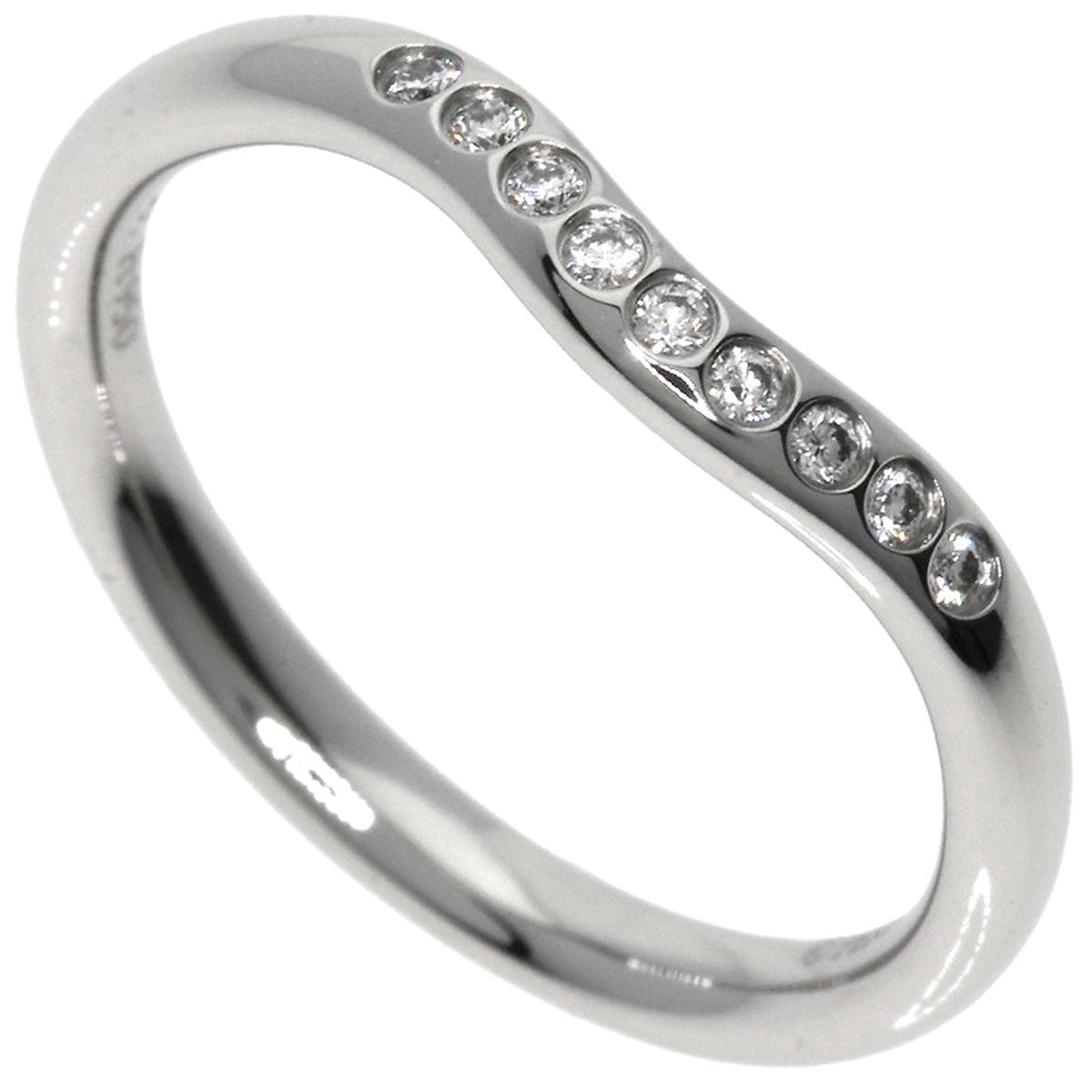 Tiffany&Co. Ring Pt950 Silver Curved Band Diamond
