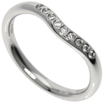 Tiffany&Co. Ring Pt950 Silver Curved Band Diamond