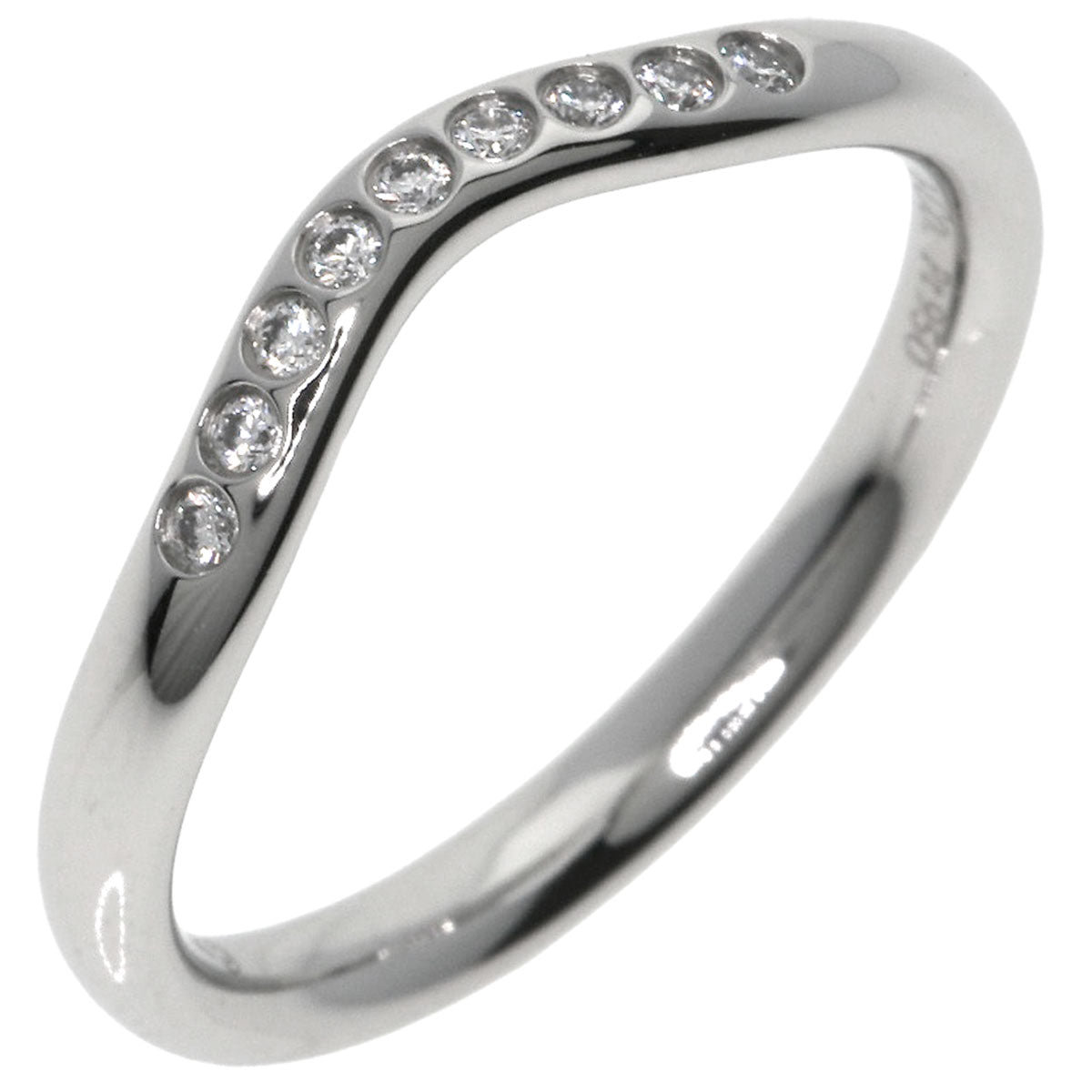 Tiffany&Co. Ring Pt950 Silver Curved Band Diamond
