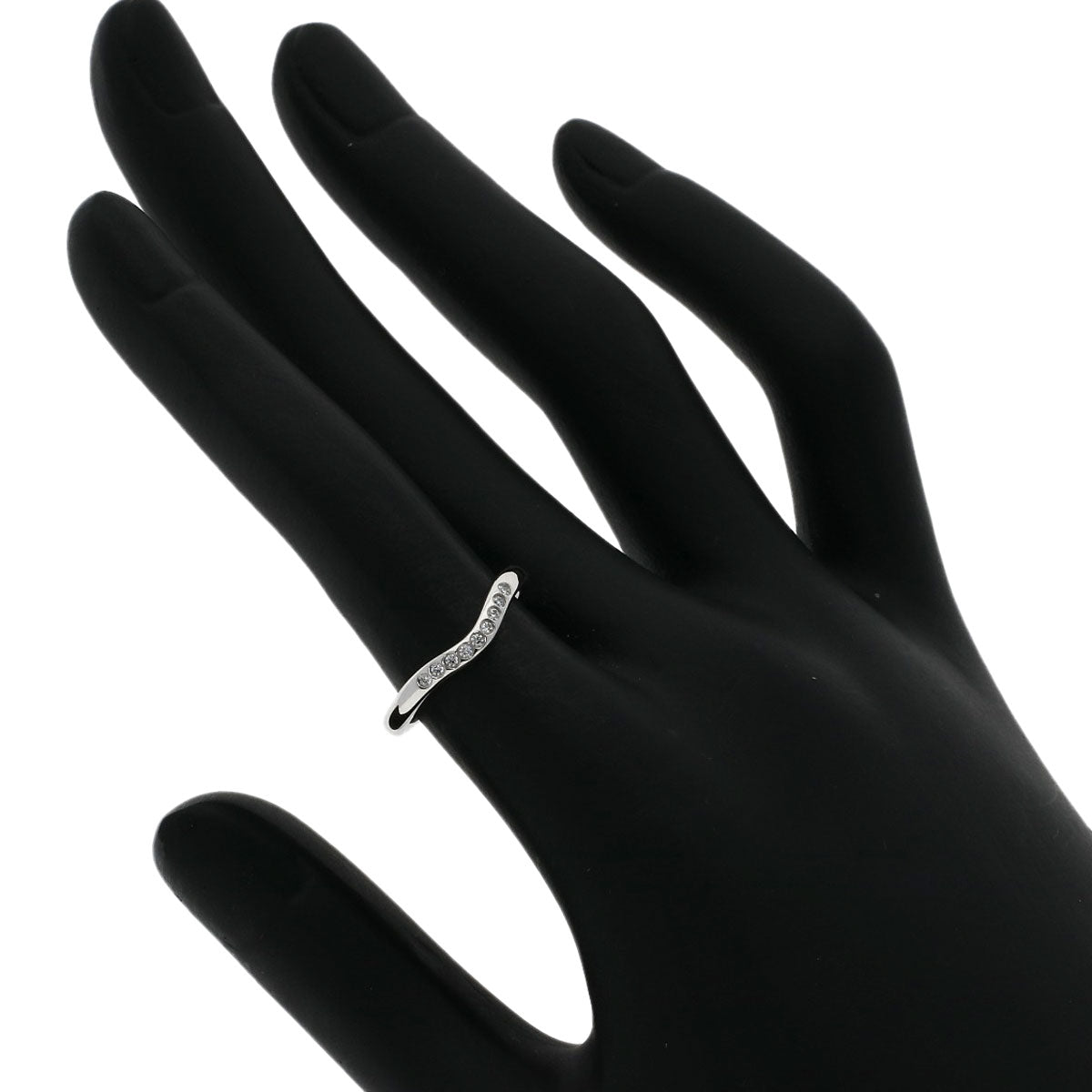 Tiffany&Co. Ring Pt950 Silver Curved Band Diamond