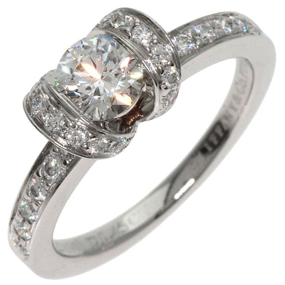Tiffany&Co. Ring Pt950 Silver Ribbon Motif Diamond