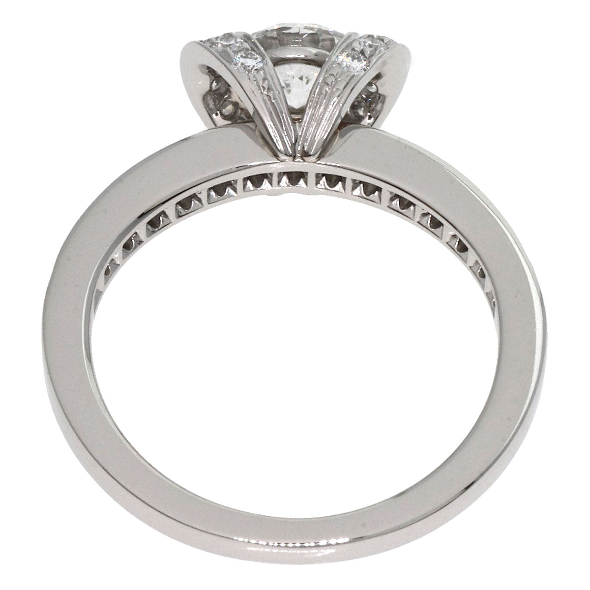 Tiffany&Co. Ring Pt950 Silver Ribbon Motif Diamond