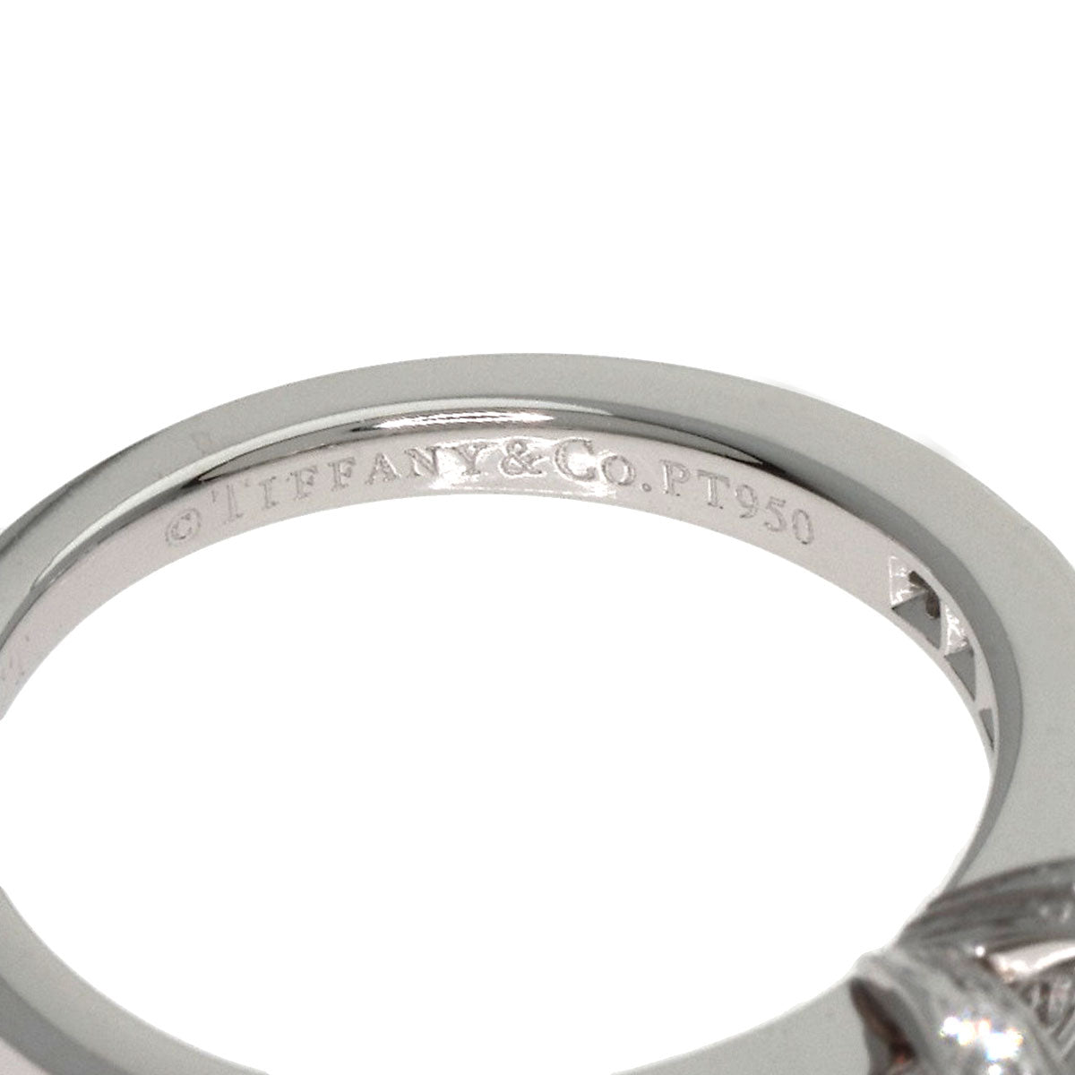 Tiffany&Co. Ring Pt950 Silver Ribbon Motif Diamond