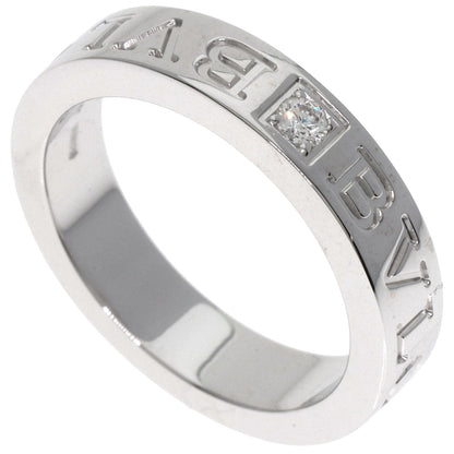 Bvlgari Ring K18Wg Silver Double Logo Diamond