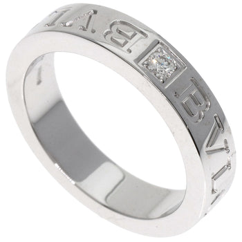 Bvlgari Ring K18Wg Silver Double Logo Diamond