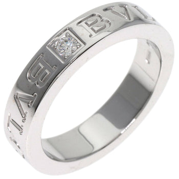 Bvlgari Ring K18Wg Silver Double Logo Diamond