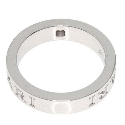 Bvlgari Ring K18Wg Silver Double Logo Diamond